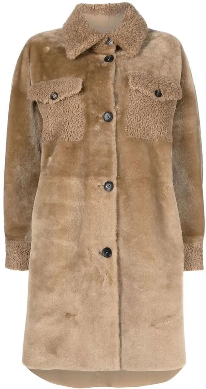 Single-Breasted Shearling Coat