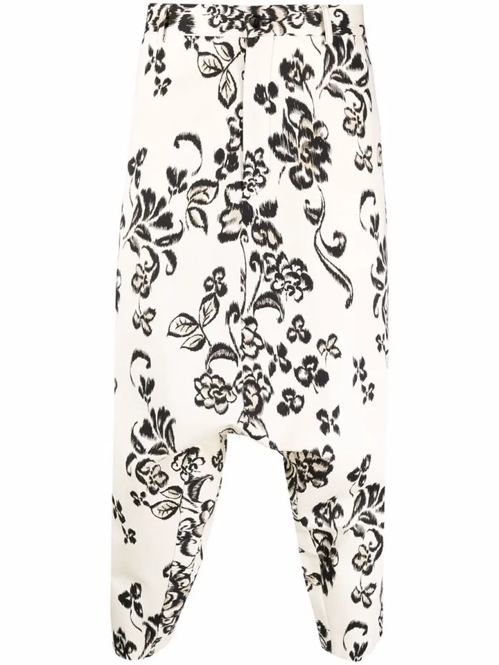 Floral-Print Cropped Trousers