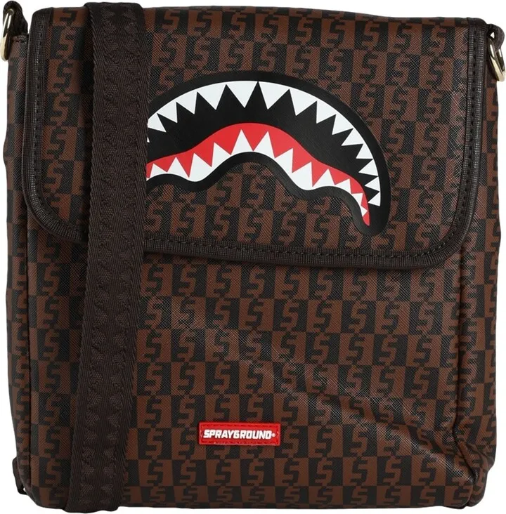 Money Checkered Messenger Bag Cross-body Bag Brown