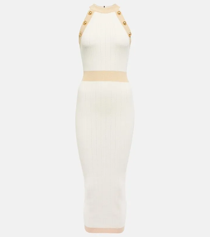 Ribbed-knit midi dress