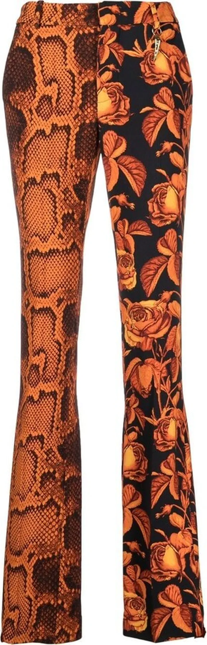 Floral Python-Print Straight-Leg Trousers