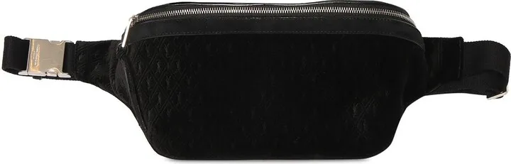 Logo quilted velvet belt bag