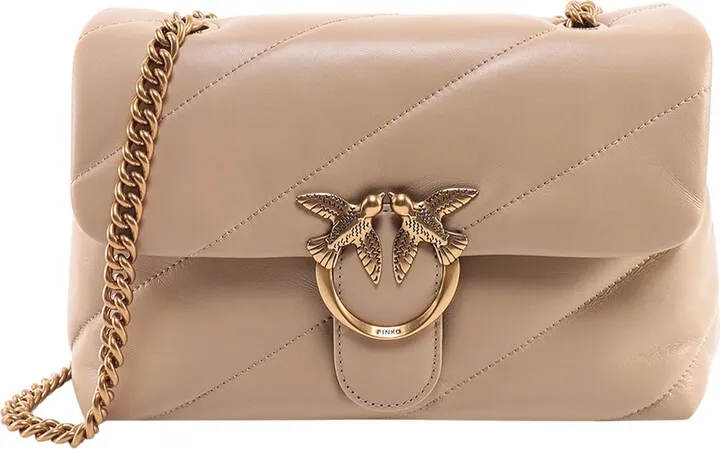 Matelassé leather shoulder bag with iconic Love Birds buckle