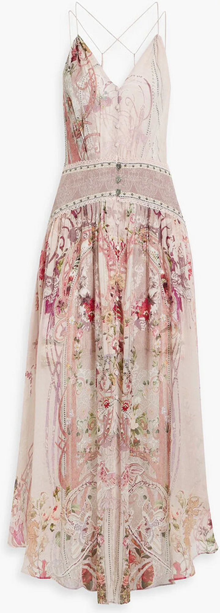 Studded printed silk-georgette midi dress