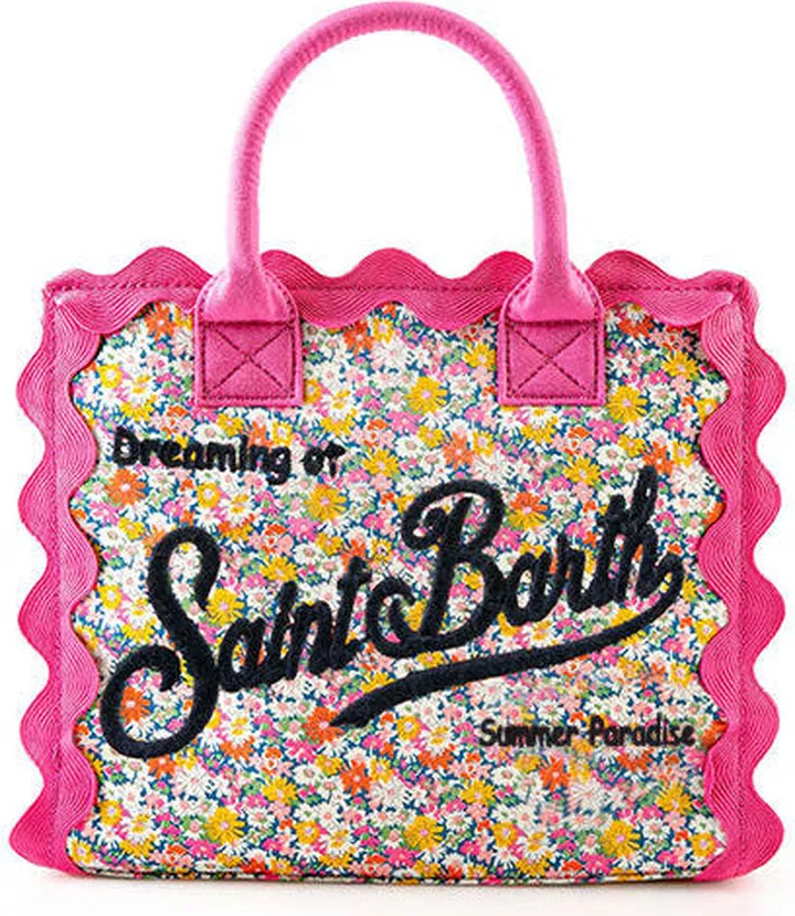 Colette Flower Print Canvas Trimmed Bag