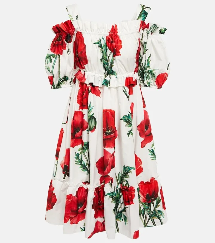 Floral off-shoulder cotton midi dress