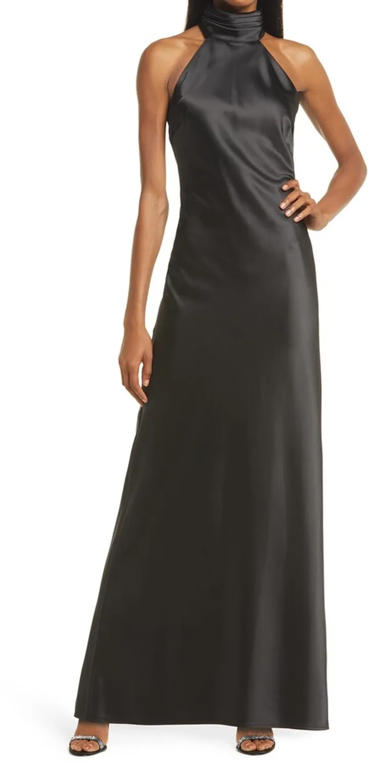 Bravado Halter Backless Satin Gown