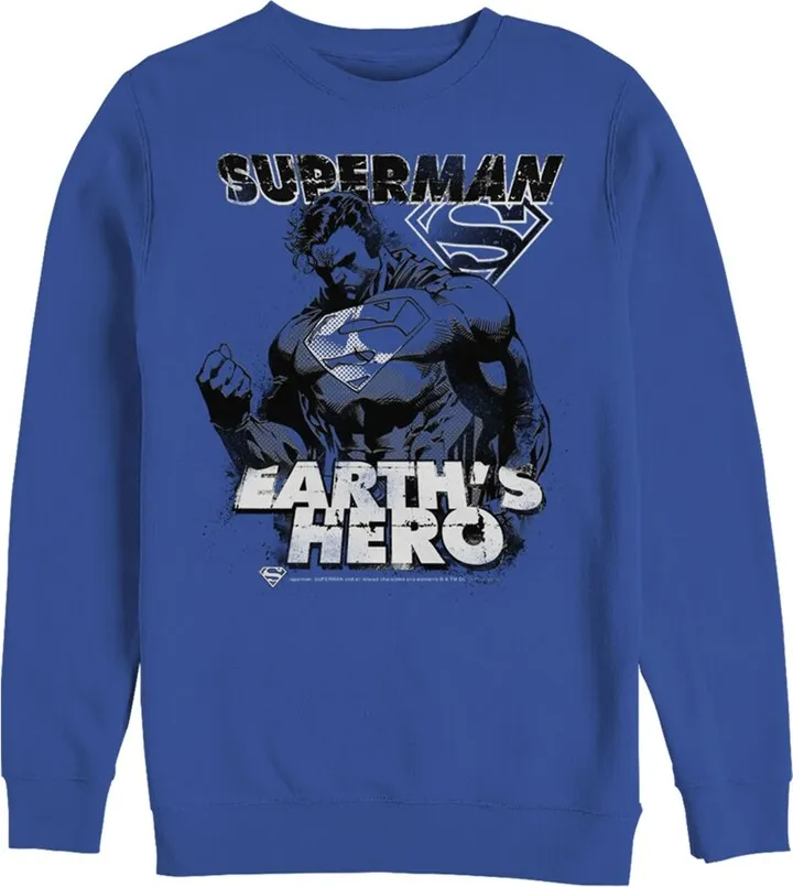 Men's Superman Grunge Earth's Hero Sweatshirt - Royal Blue - Medium
