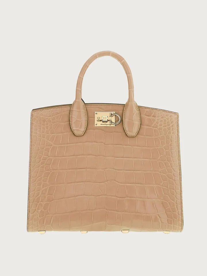 Ferragamo Women Ferragamo Studio Box bag (M) Beige