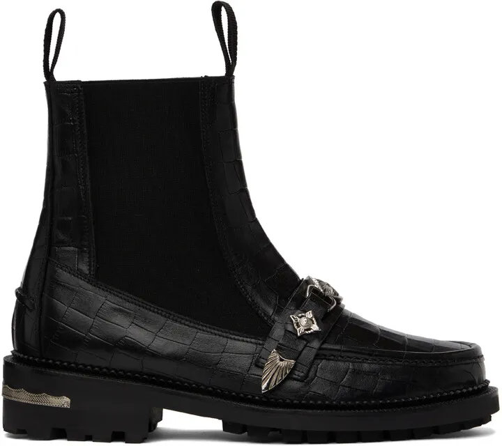 Toga Virilis Black Leather Chelsea Boots