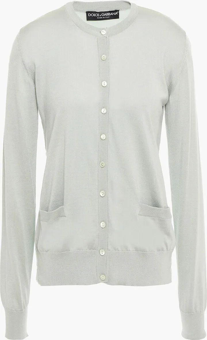 Corded lace-paneled silk-blend cardigan