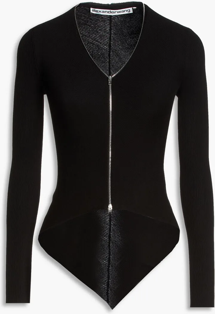 Asymmetric ribbed cotton cardigan