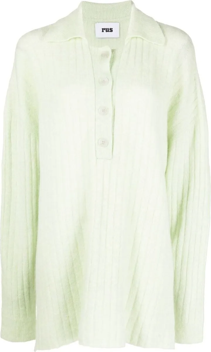 Ribbed Knitted Polo Shirt