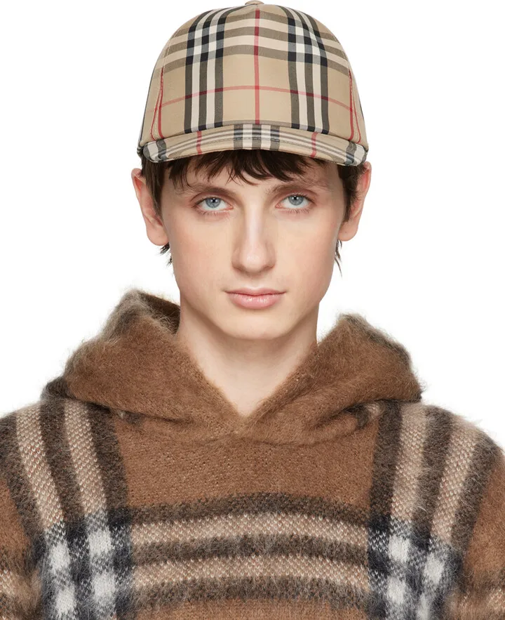 Burberry Beige Appliqué Vintage Check Cap