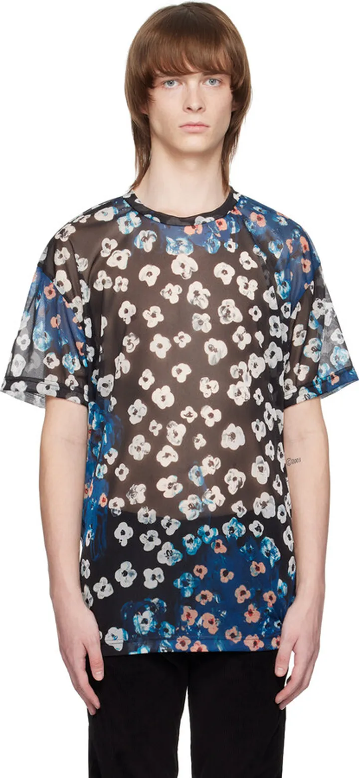 KIDILL Black Floral Print T-Shirt