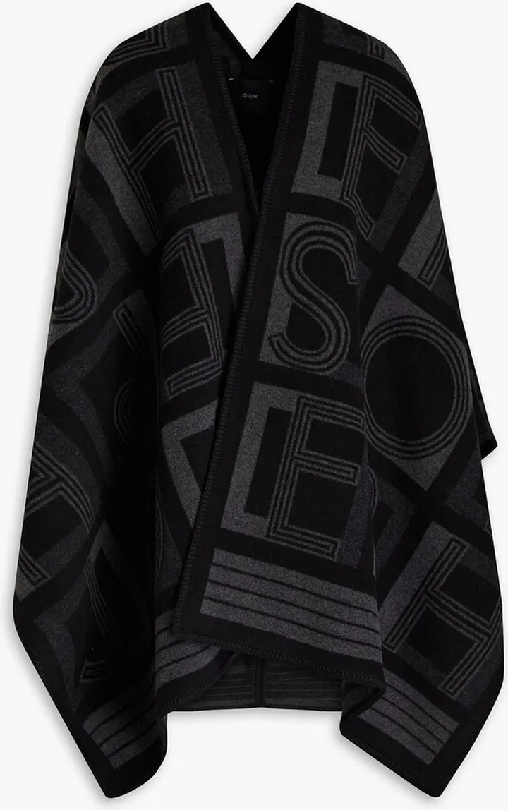 Paola wool-blend jacquard cape