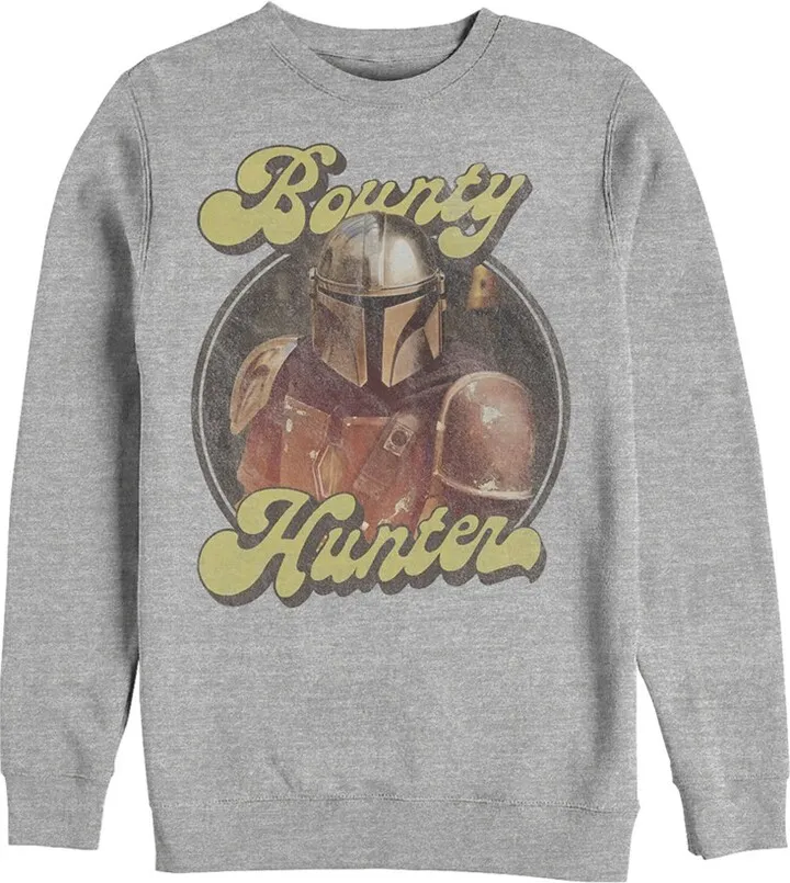 Men's Star Wars The Mandalorian Retro Bounty Hunter Sweatshirt - Athletic Heather - Medium