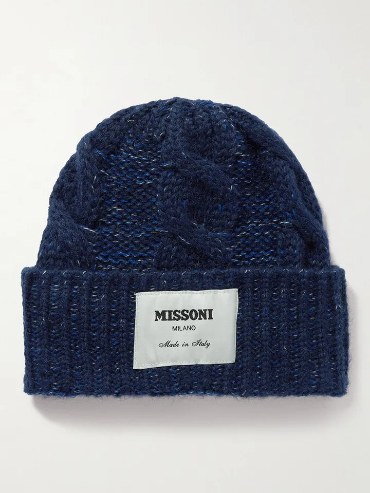 Cable-Knit Wool-Blend Beanie