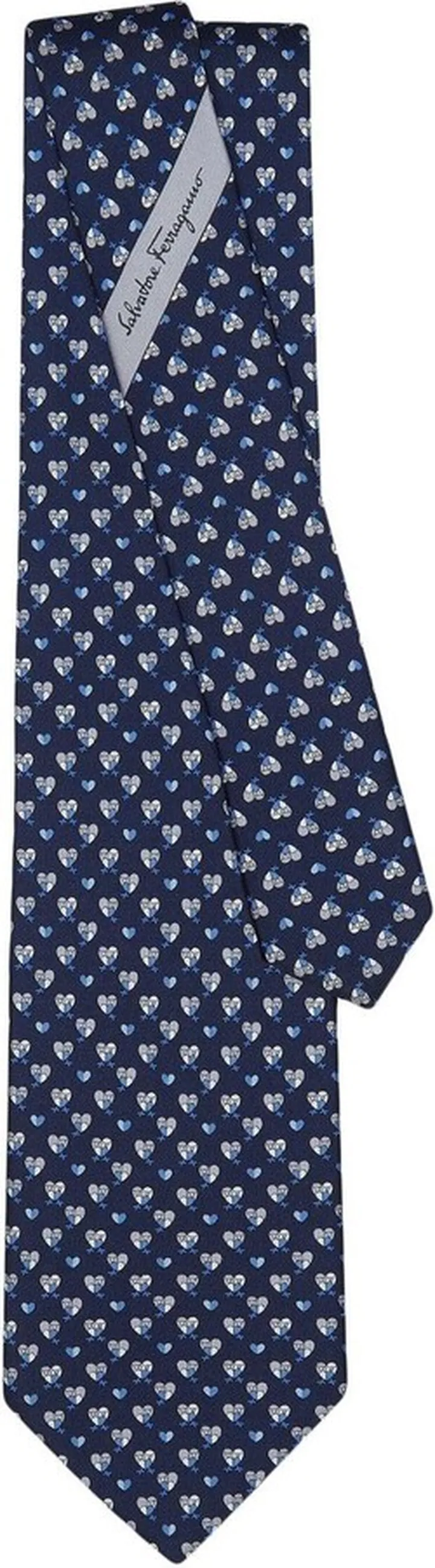Heart-Print Silk Tie