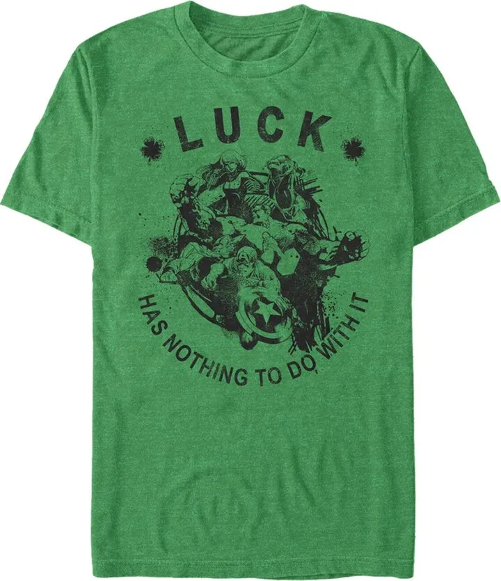 Men's Marvel Avengers St. Patrick's Day Luck has Nothing to Do With It T-Shirt - Kelly Heather - Small