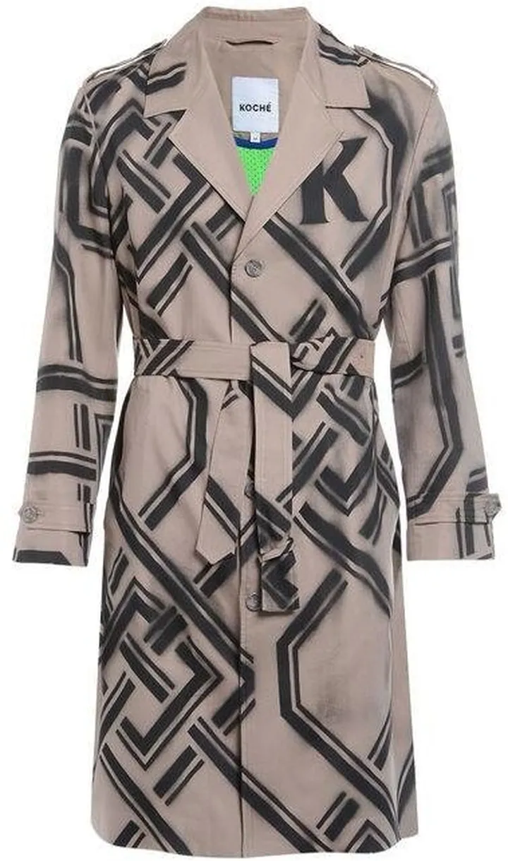 Koché Monogram Spray Printed Trench Coat