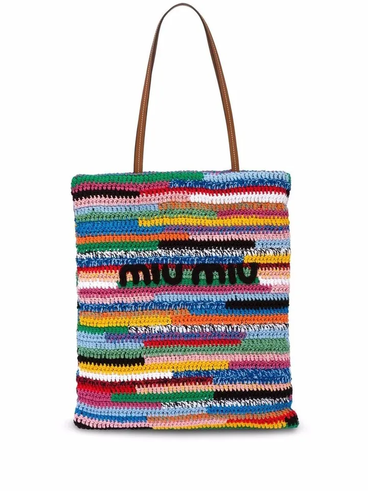 Crochet Woven-Logo Tote Bag