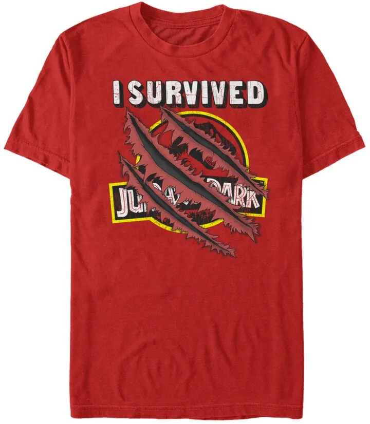 Jurassic Park Men's I Survived Scratch Short Sleeve T-Shirt