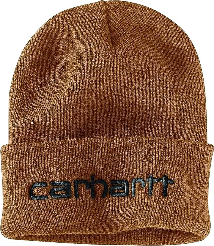 Carhartt Men's Knit Insulated Logo Graphic Cuffed Beanie (Carhartt Brown) Traditional Hats