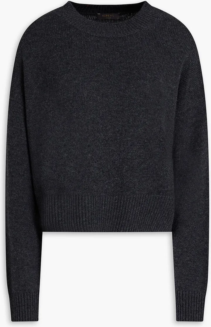 Cropped mélange cashmere sweater