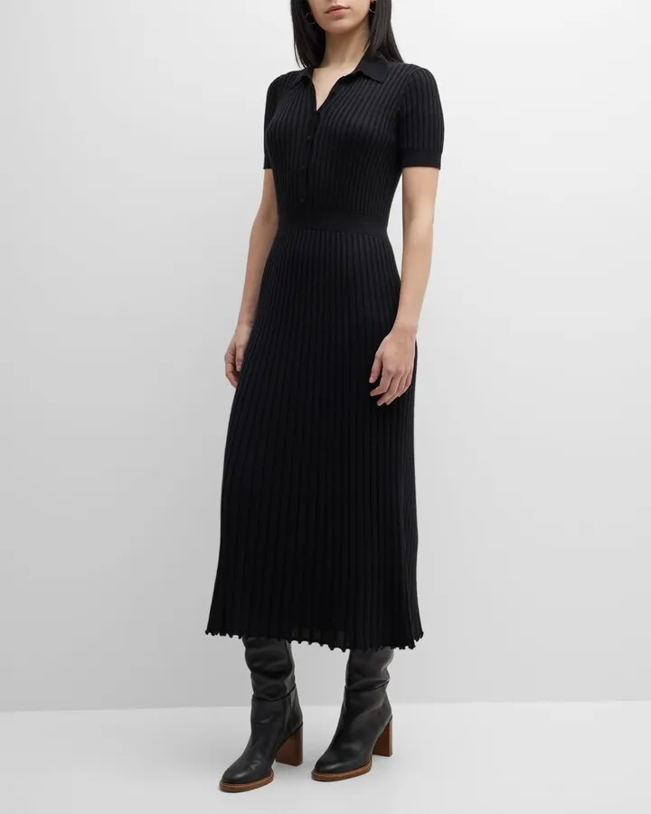 Amor Polo Ribbed Cashmere Dress