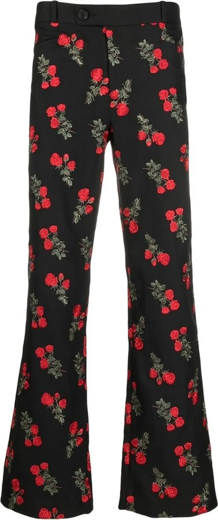 Rose-Print Straight-Leg Trousers