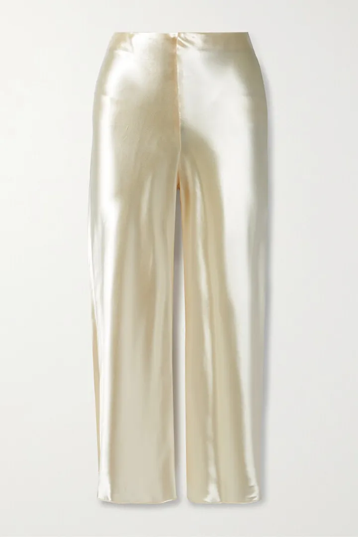 Khaite - Toni Cropped Satin Wide-leg Pants - Yellow