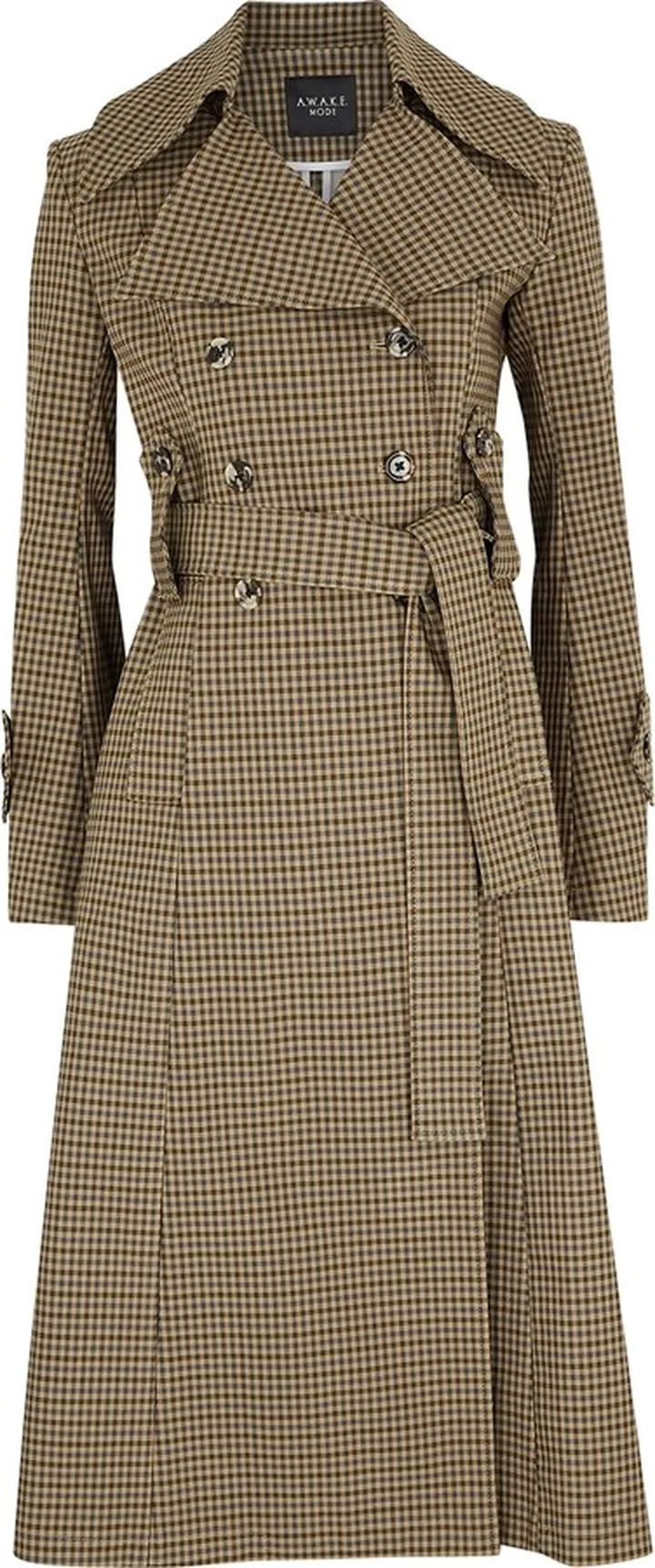 A.W.A.K.E Mode Gingham Double-breasted Cotton-blend Trench Coat