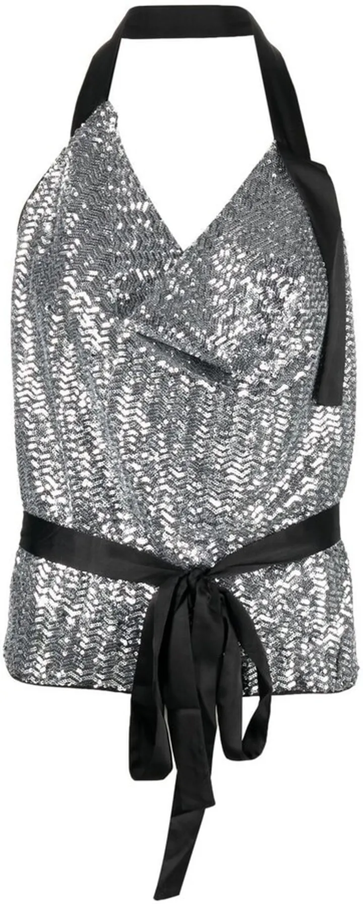 Sequin-Embellished Halterneck Top
