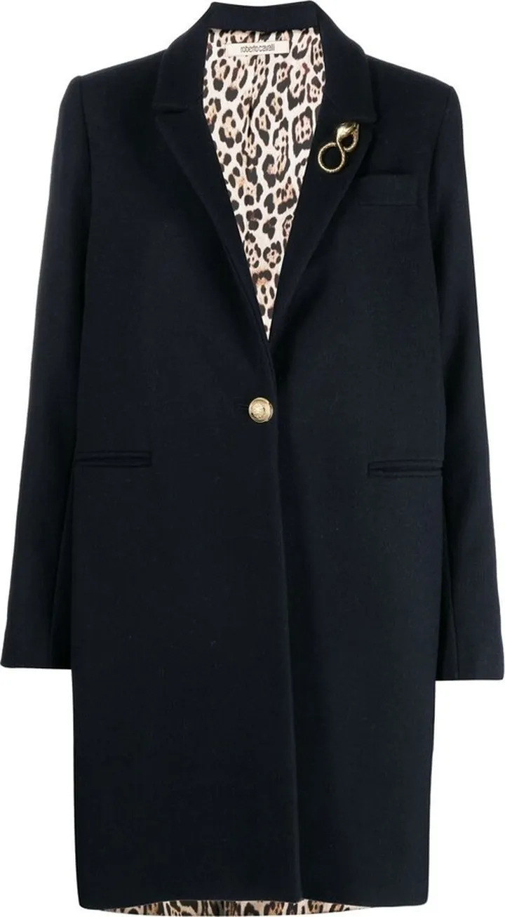 Single-Breasted Snake-Brooch Coat