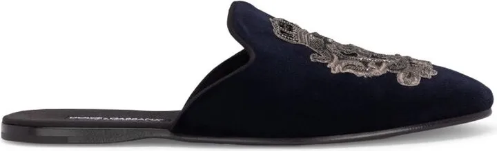Dolce & Gabbana Velvet Embroidered Slippers