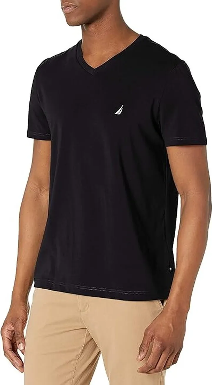 Nautica Men's J-Class Logo V-Neck T-Shirt (True Black) Men's T Shirt