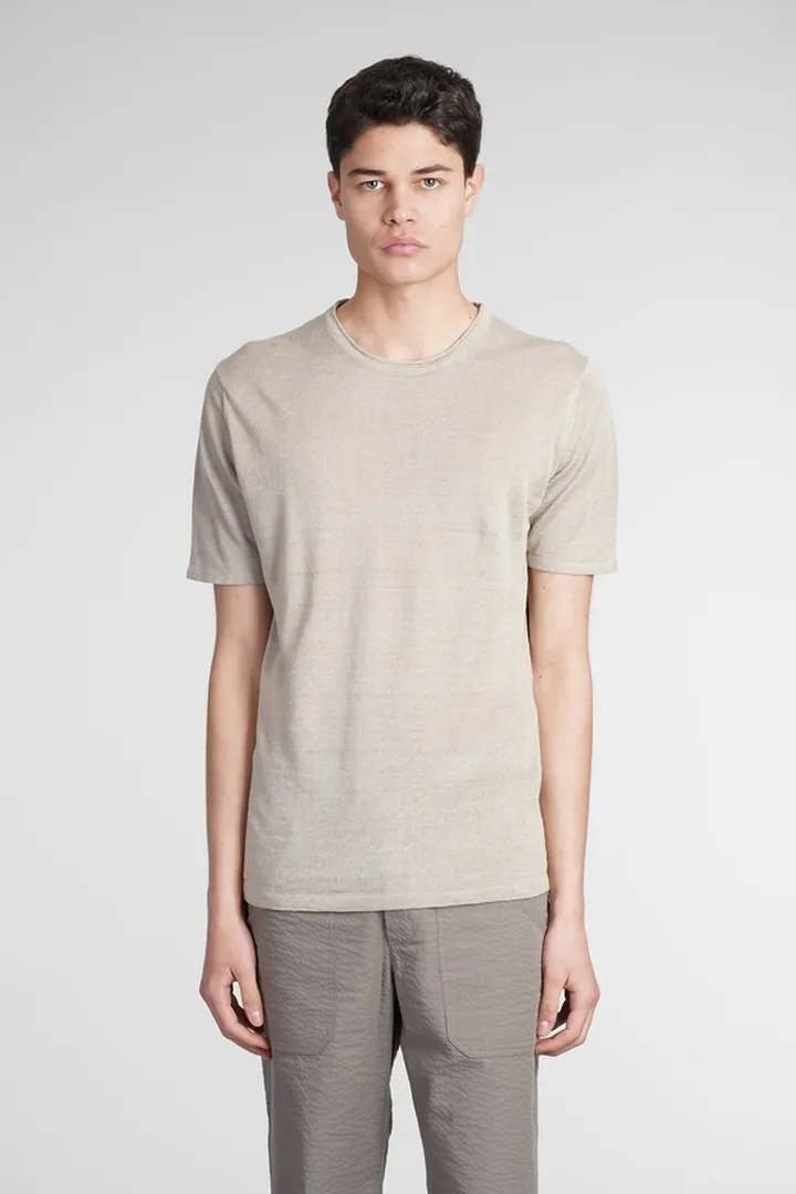 T-shirt In Taupe Linen