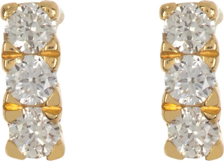 18K Yellow Gold Diamond Bar Stud Earrings - 0.06ct.