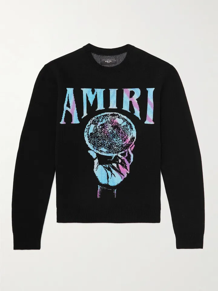 Crystal Ball Logo-Intarsia Cashmere Sweater