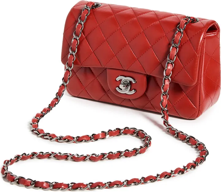 What Goes Around Comes Around Chanel Red Lambskin Rectangular Flap Mini Bag