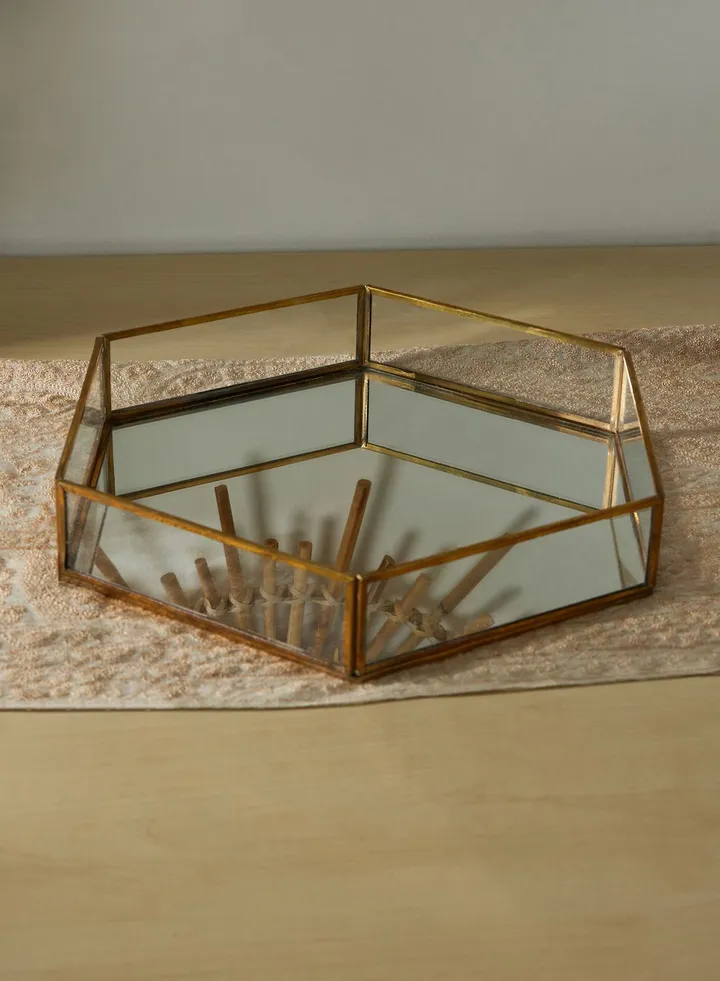 Glass Brass Tray 11X10.25X2´´
