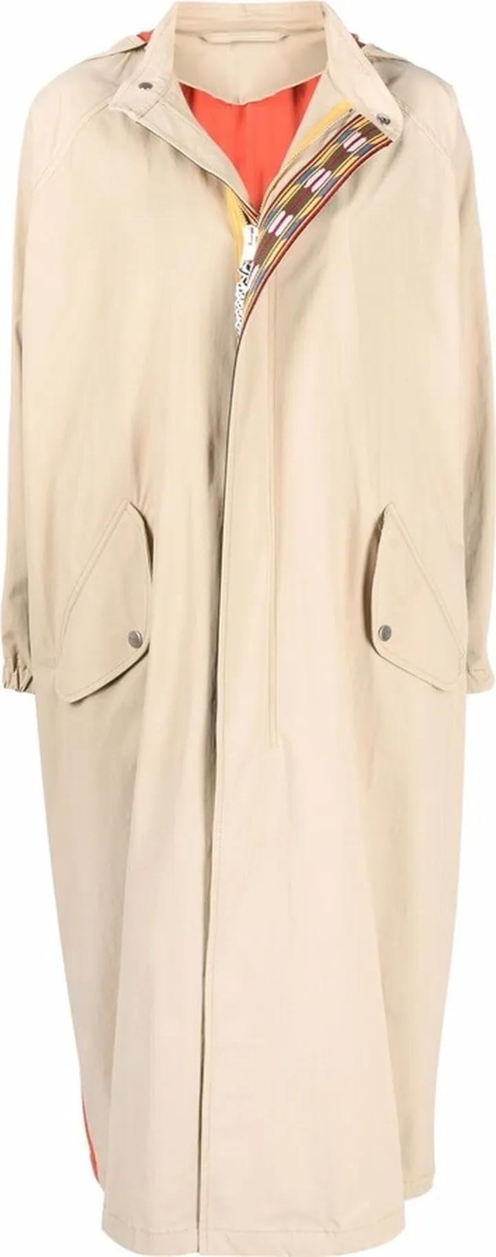 Logo-Printed Colour-Block Trench Coat