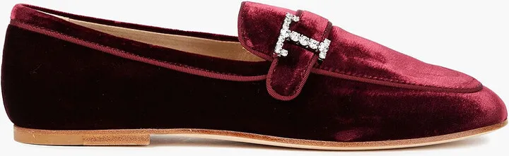 T Timeless embellished velvet loafers