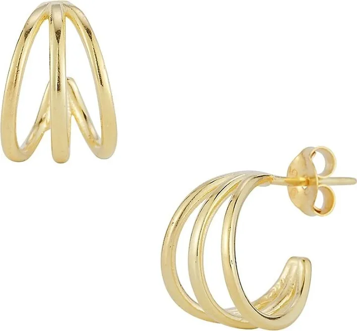 14K Goldplated Sterling Silver Triple Hoop Earrings