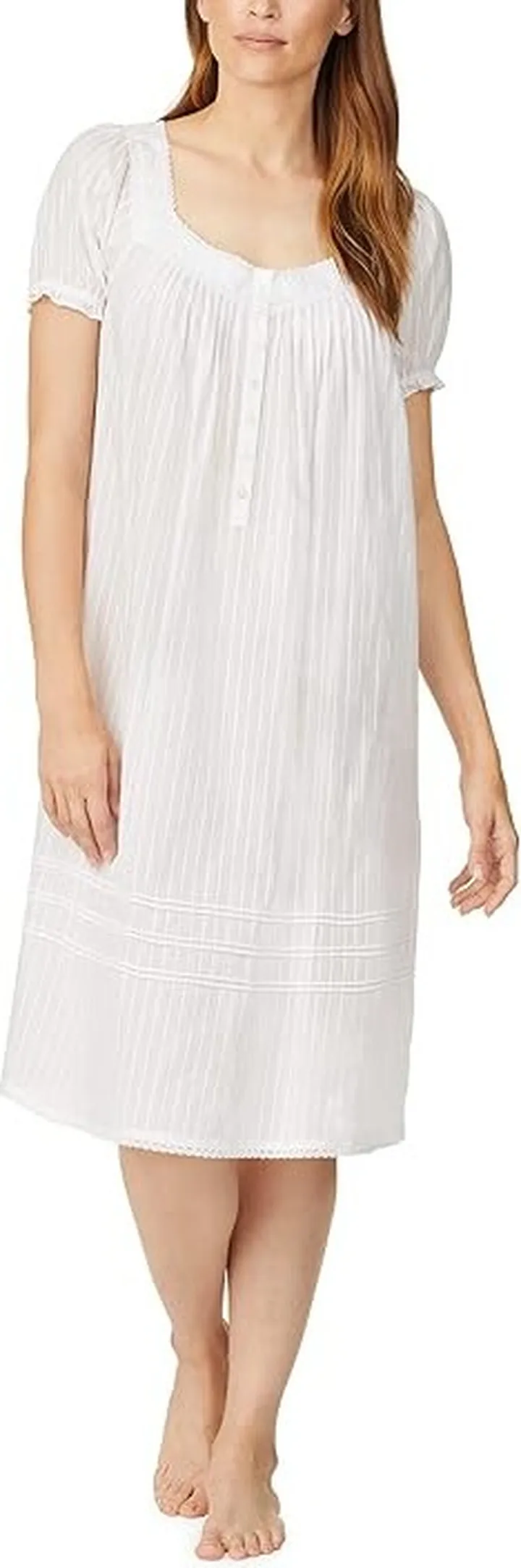 Eileen West 42 Cotton Dobby Cap Sleeve Waltz Gown (Solid White) Women's Pajama