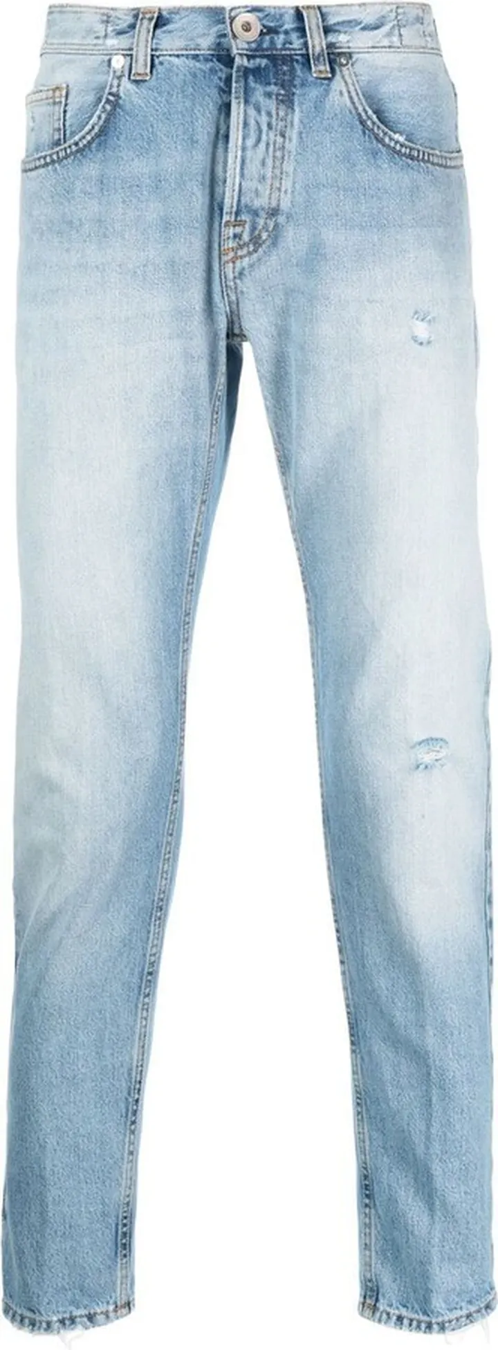 Distressed-Effect Slim-Cut Jeans