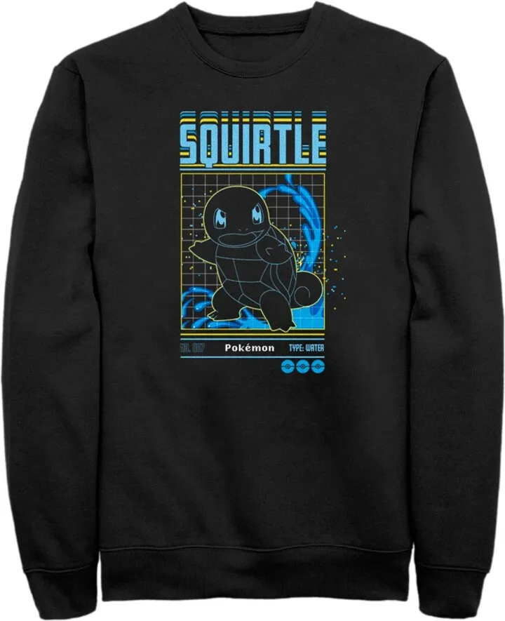 Men's Pokemon Squirtle Retro Grid Sweatshirt - Black - Small