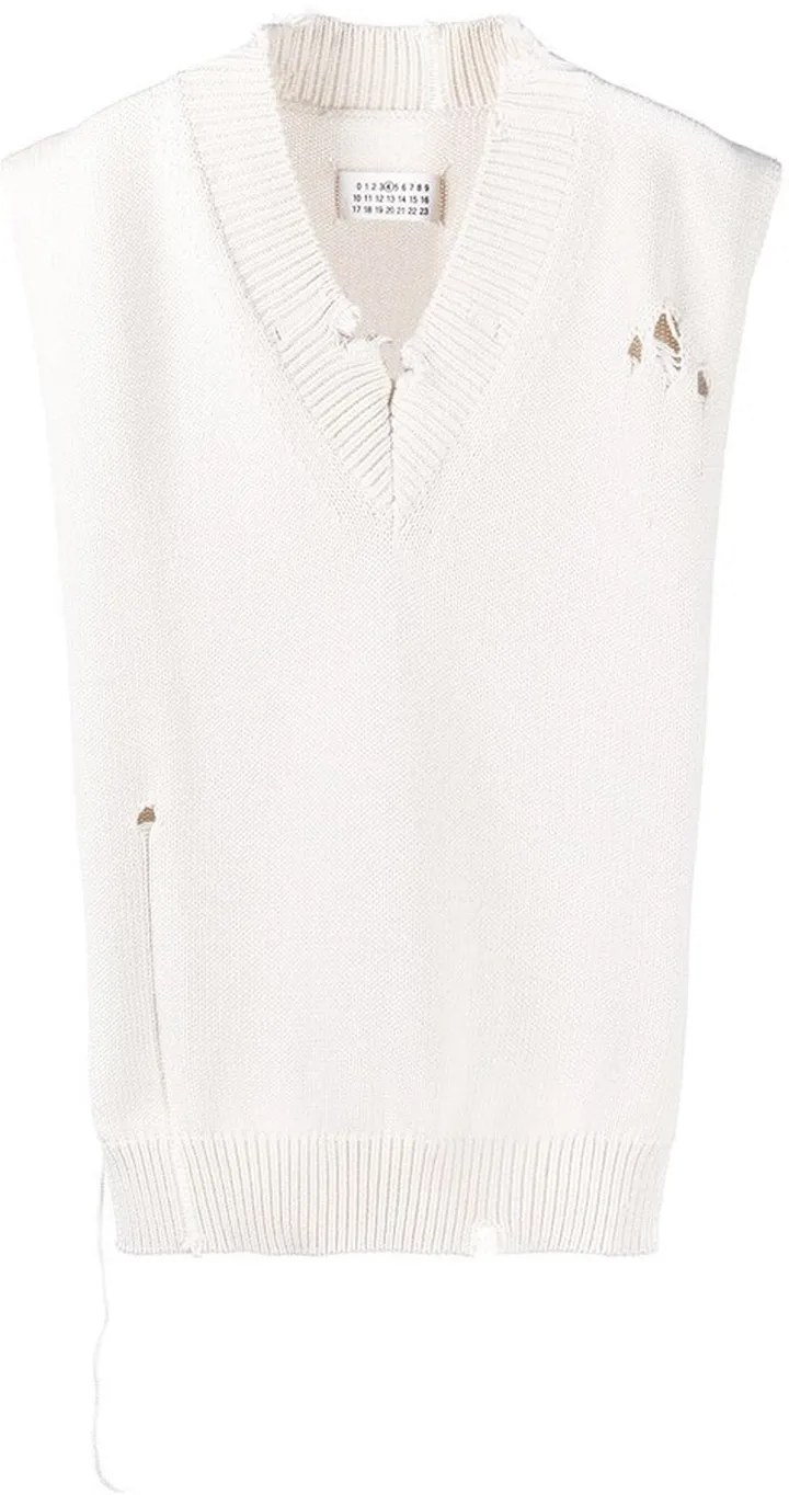 distressed V-neck stole