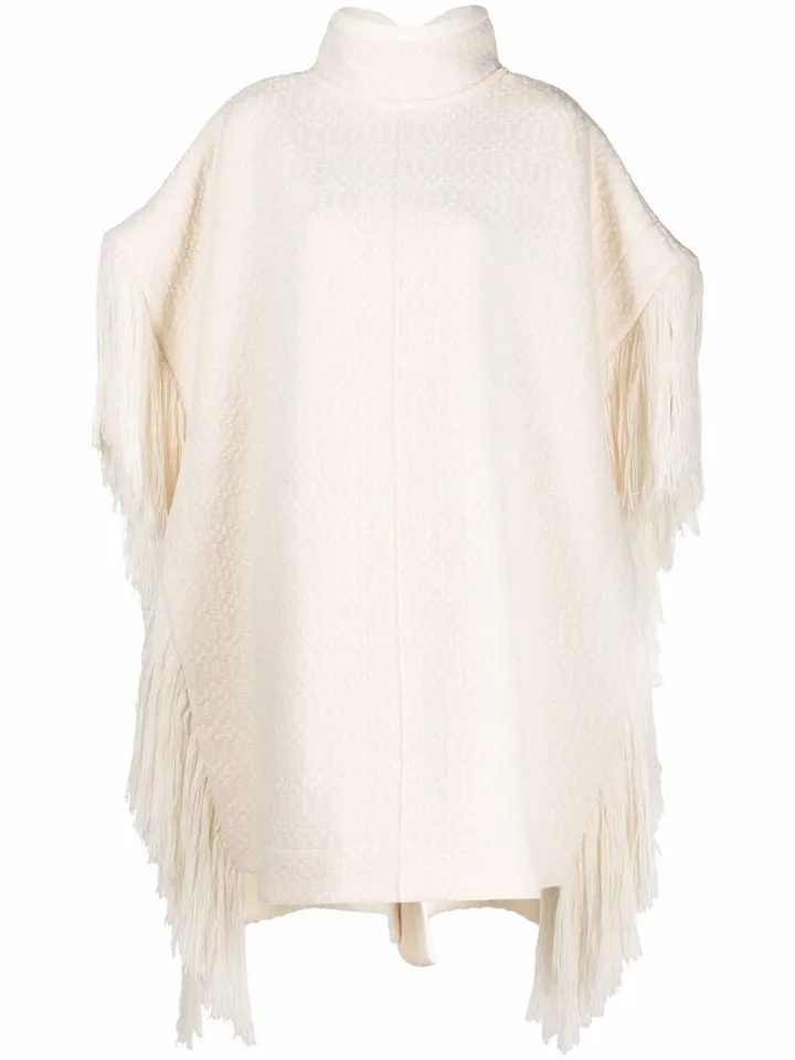 Oversize Fringe knitted cape